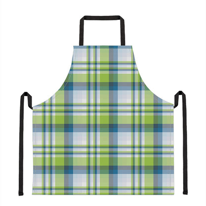 Lime And Blue Madras Plaid Print Apron