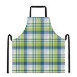 Lime And Blue Madras Plaid Print Apron