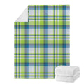 Lime And Blue Madras Plaid Print Blanket
