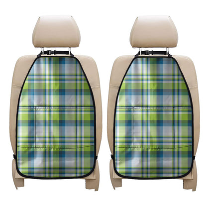 Lime And Blue Madras Plaid Print Car Seat Organizers