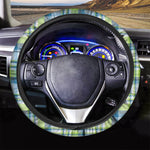 Lime And Blue Madras Plaid Print Car Steering Wheel Cover