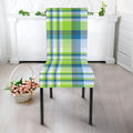 Lime And Blue Madras Plaid Print Dining Chair Slipcover