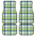 Lime And Blue Madras Plaid Print Front and Back Car Floor Mats