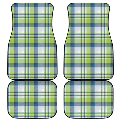 Lime And Blue Madras Plaid Print Front and Back Car Floor Mats
