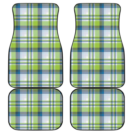 Lime And Blue Madras Plaid Print Front and Back Car Floor Mats