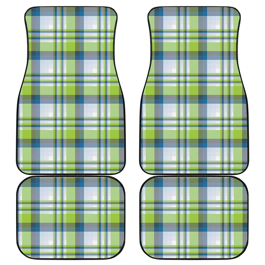 Lime And Blue Madras Plaid Print Front and Back Car Floor Mats