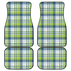 Lime And Blue Madras Plaid Print Front and Back Car Floor Mats