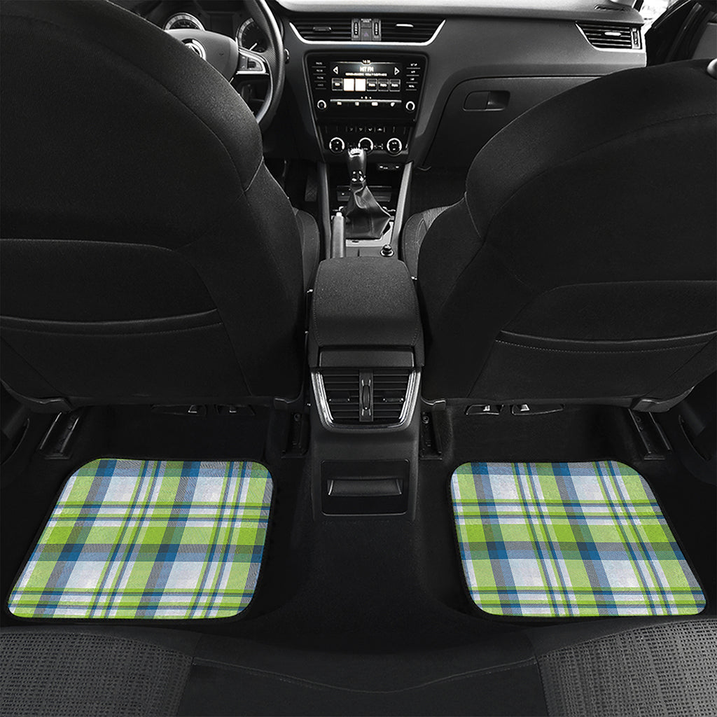 Lime And Blue Madras Plaid Print Front and Back Car Floor Mats