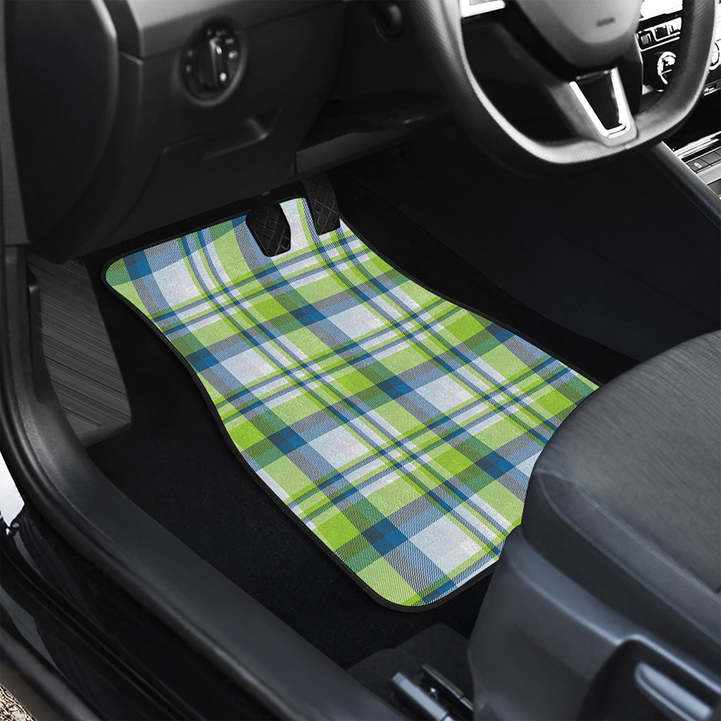Lime And Blue Madras Plaid Print Front and Back Car Floor Mats