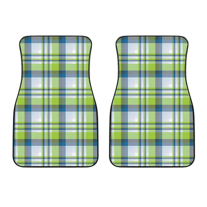 Lime And Blue Madras Plaid Print Front Car Floor Mats