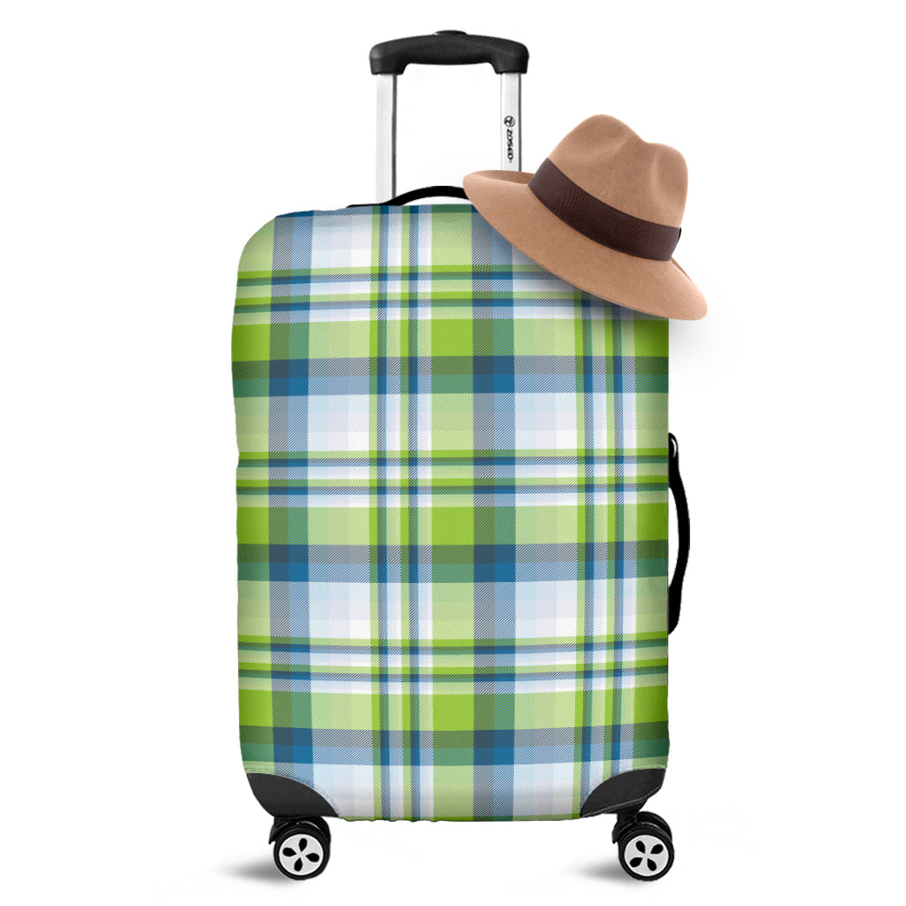 Lime And Blue Madras Plaid Print Luggage Cover