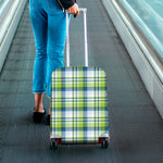 Lime And Blue Madras Plaid Print Luggage Cover