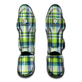 Lime And Blue Madras Plaid Print Muay Thai Shin Guards