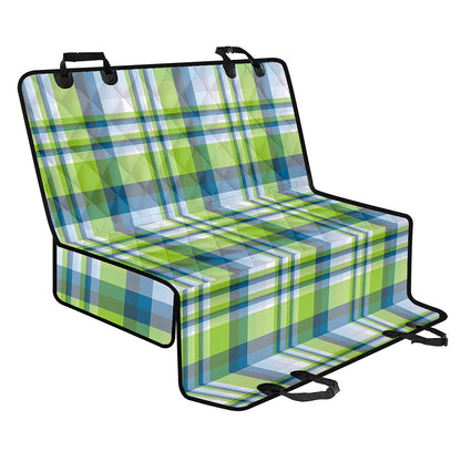 Lime And Blue Madras Plaid Print Pet Car Back Seat Cover