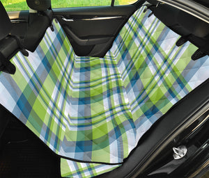 Lime And Blue Madras Plaid Print Pet Car Back Seat Cover