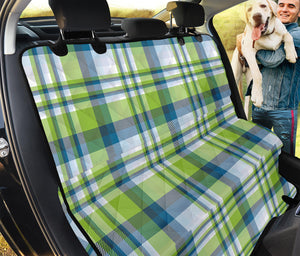 Lime And Blue Madras Plaid Print Pet Car Back Seat Cover