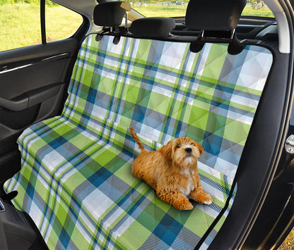 Lime And Blue Madras Plaid Print Pet Car Back Seat Cover