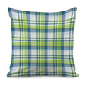 Lime And Blue Madras Plaid Print Pillow Cover