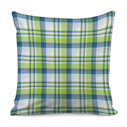 Lime And Blue Madras Plaid Print Pillow Cover