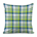 Lime And Blue Madras Plaid Print Pillow Cover