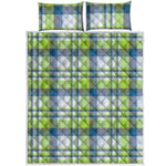 Lime And Blue Madras Plaid Print Quilt Bed Set