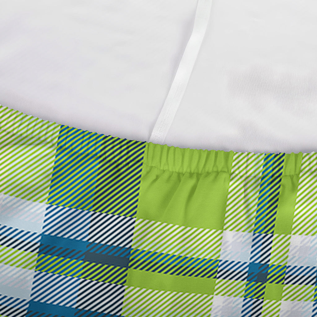 Lime And Blue Madras Plaid Print Sofa Cover