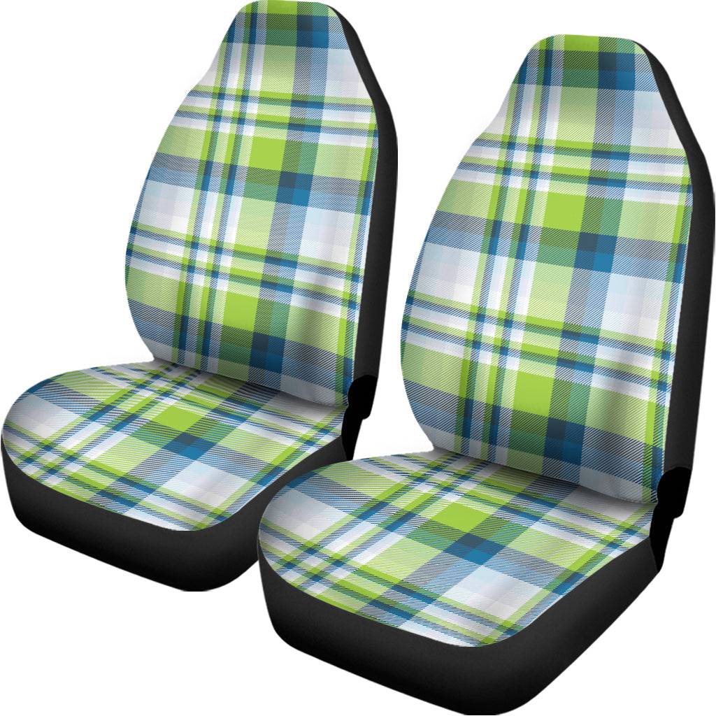 Lime And Blue Madras Plaid Print Universal Fit Car Seat Covers