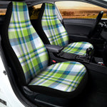 Lime And Blue Madras Plaid Print Universal Fit Car Seat Covers