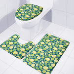 Lime And Lemon Pattern Print 3 Piece Bath Mat Set