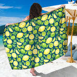 Lime And Lemon Pattern Print Beach Sarong Wrap