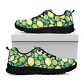 Lime And Lemon Pattern Print Black Running Shoes