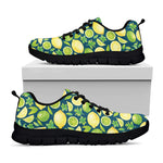 Lime And Lemon Pattern Print Black Sneakers