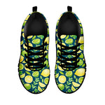 Lime And Lemon Pattern Print Black Sneakers