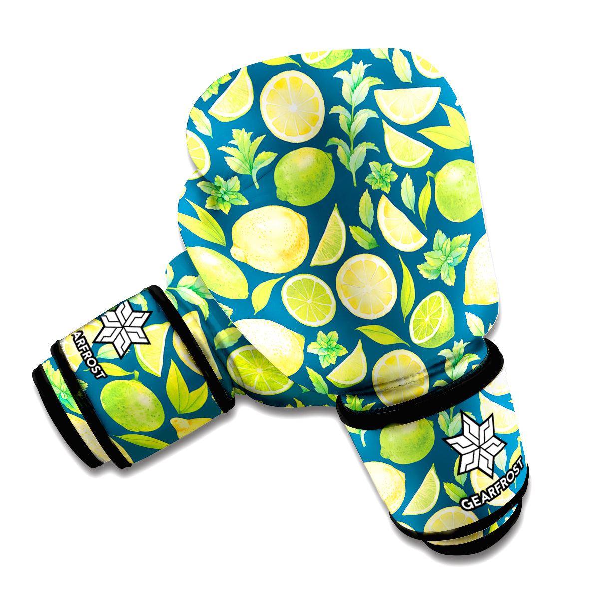 Lime And Lemon Pattern Print Boxing Gloves