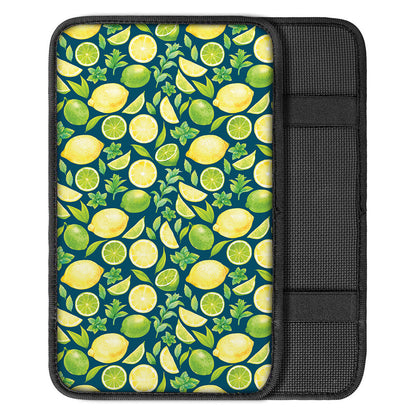 Lime And Lemon Pattern Print Car Center Console Cover