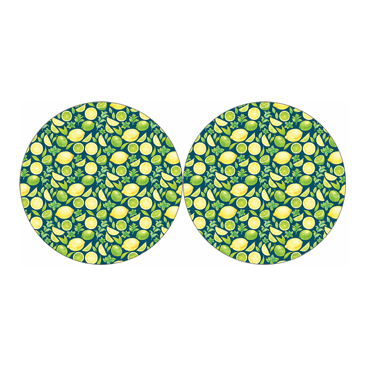 Lime And Lemon Pattern Print Car Coasters