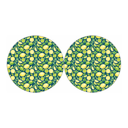 Lime And Lemon Pattern Print Car Coasters