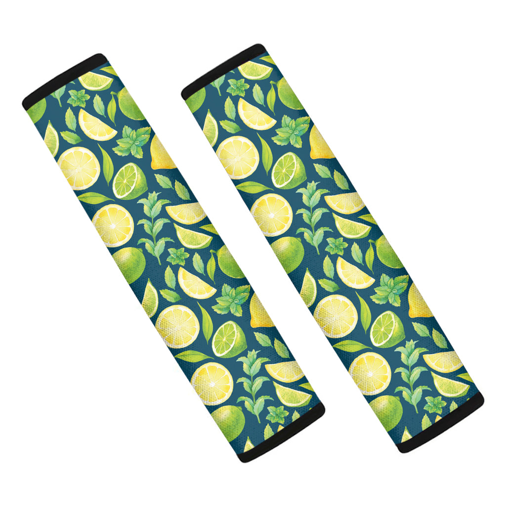 Lime And Lemon Pattern Print Car Seat Belt Covers