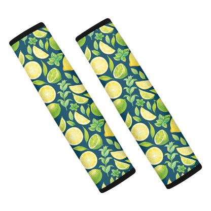 Lime And Lemon Pattern Print Car Seat Belt Covers