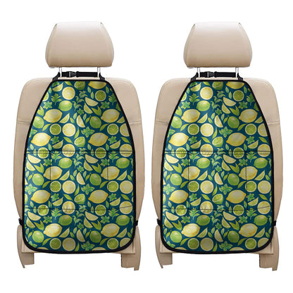 Lime And Lemon Pattern Print Car Seat Organizers