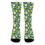 Lime And Lemon Pattern Print Crew Socks