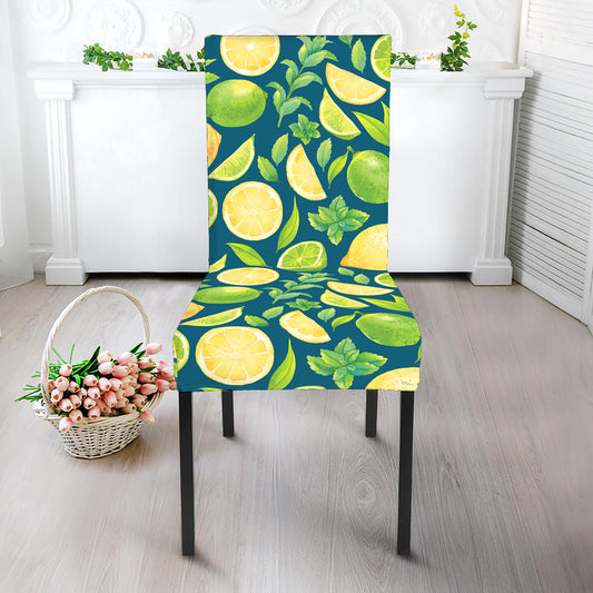 Lime And Lemon Pattern Print Dining Chair Slipcover