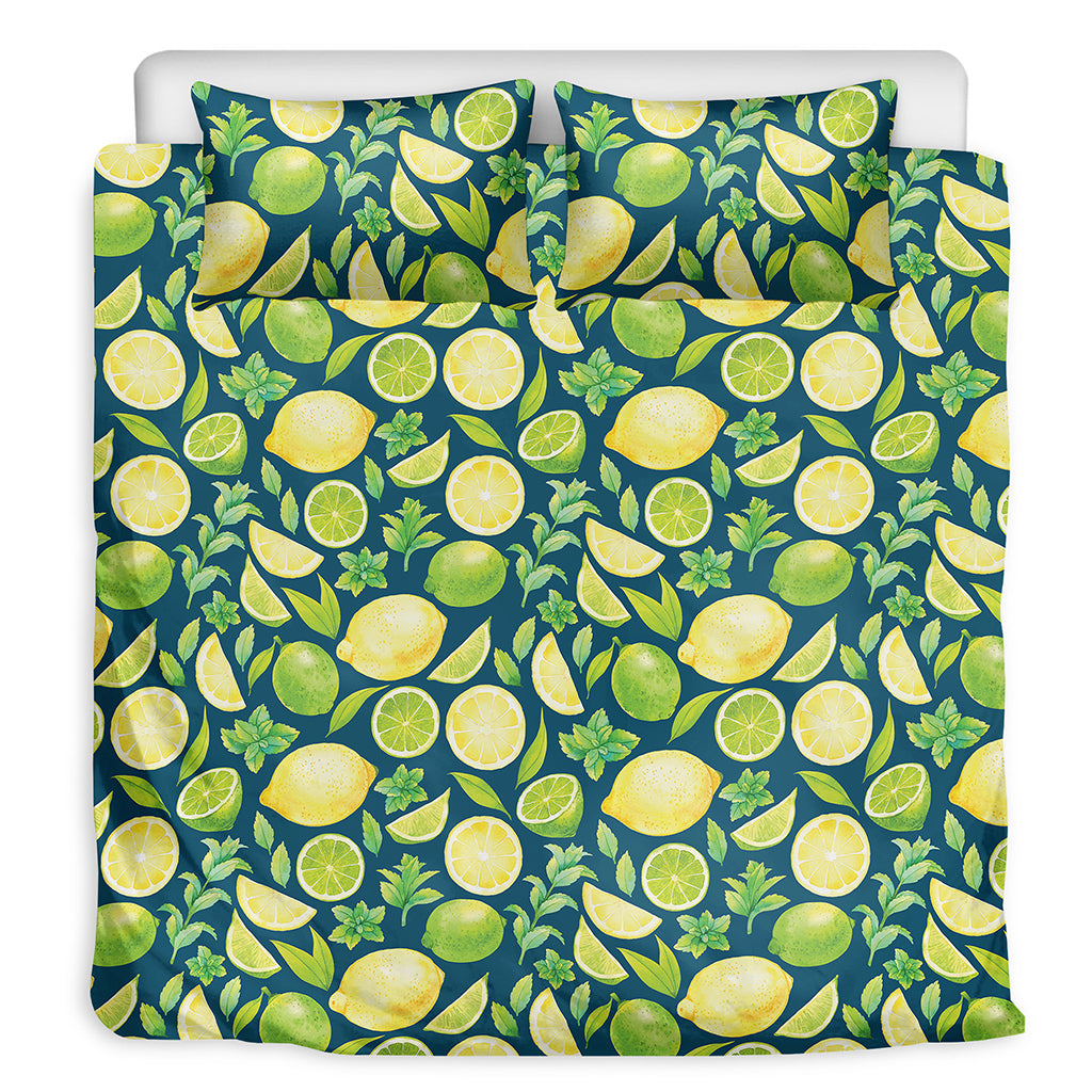 Lime And Lemon Pattern Print Duvet Cover Bedding Set