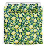 Lime And Lemon Pattern Print Duvet Cover Bedding Set