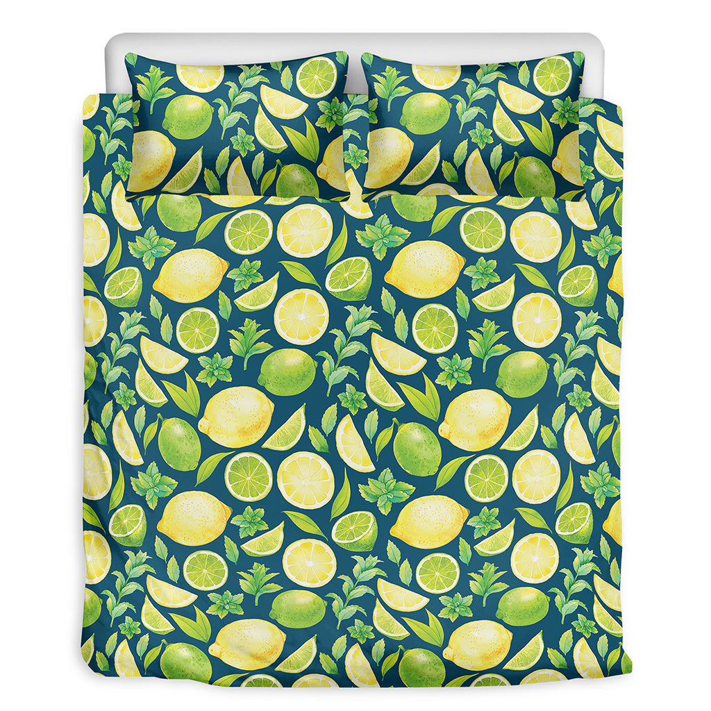 Lime And Lemon Pattern Print Duvet Cover Bedding Set