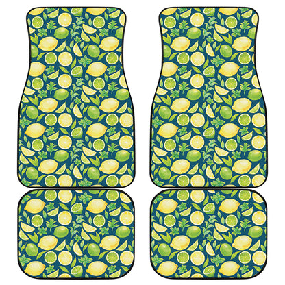 Lime And Lemon Pattern Print Front and Back Car Floor Mats