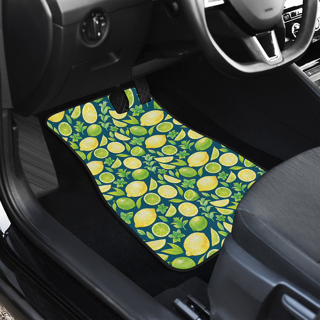 Lime And Lemon Pattern Print Front Car Floor Mats
