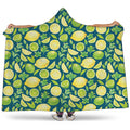 Lime And Lemon Pattern Print Hooded Blanket