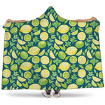 Lime And Lemon Pattern Print Hooded Blanket