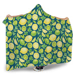Lime And Lemon Pattern Print Hooded Blanket